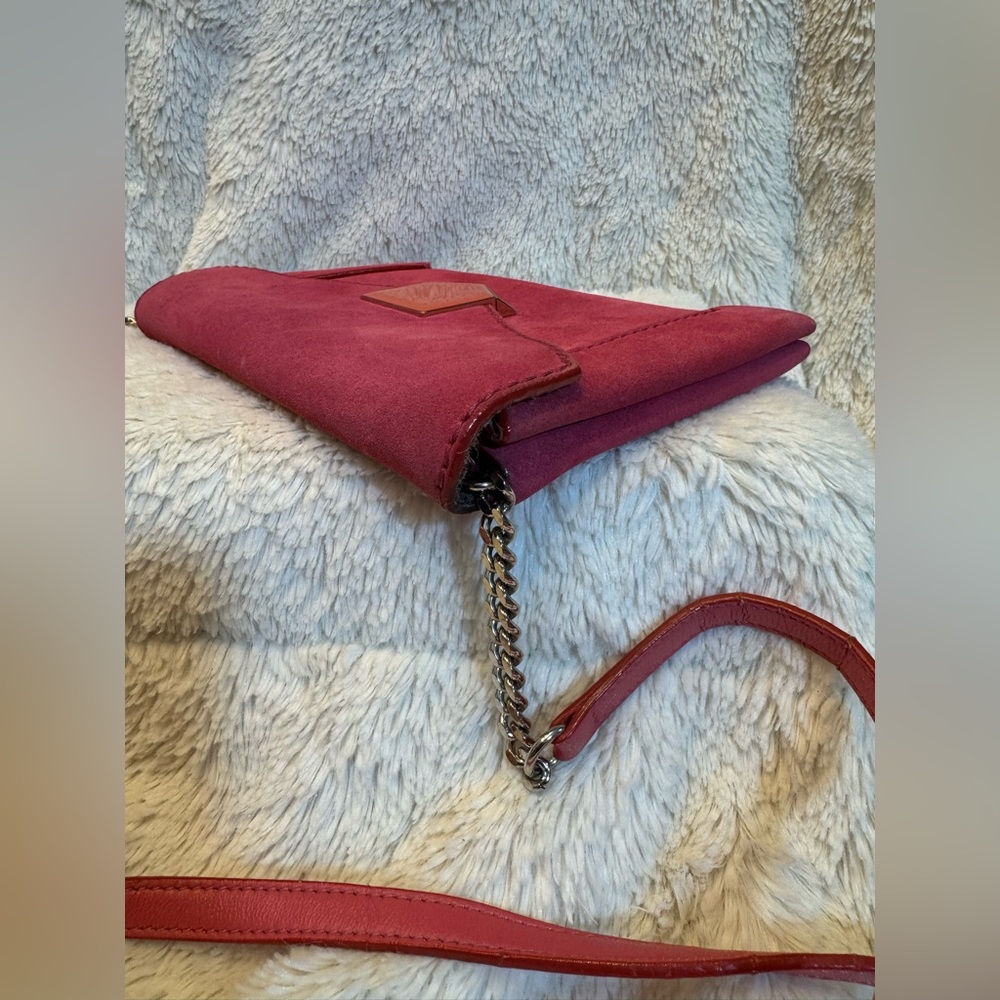 Jimmy Choo Vintage Pink Suede Envelope Clutch Chain Crossbody Bag - Picture 5 of 13